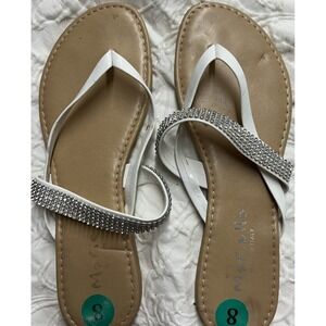 Sandals Mariella Sz 8 Made in Italy Shiny Rhinestones Thong Dressy Sparkle